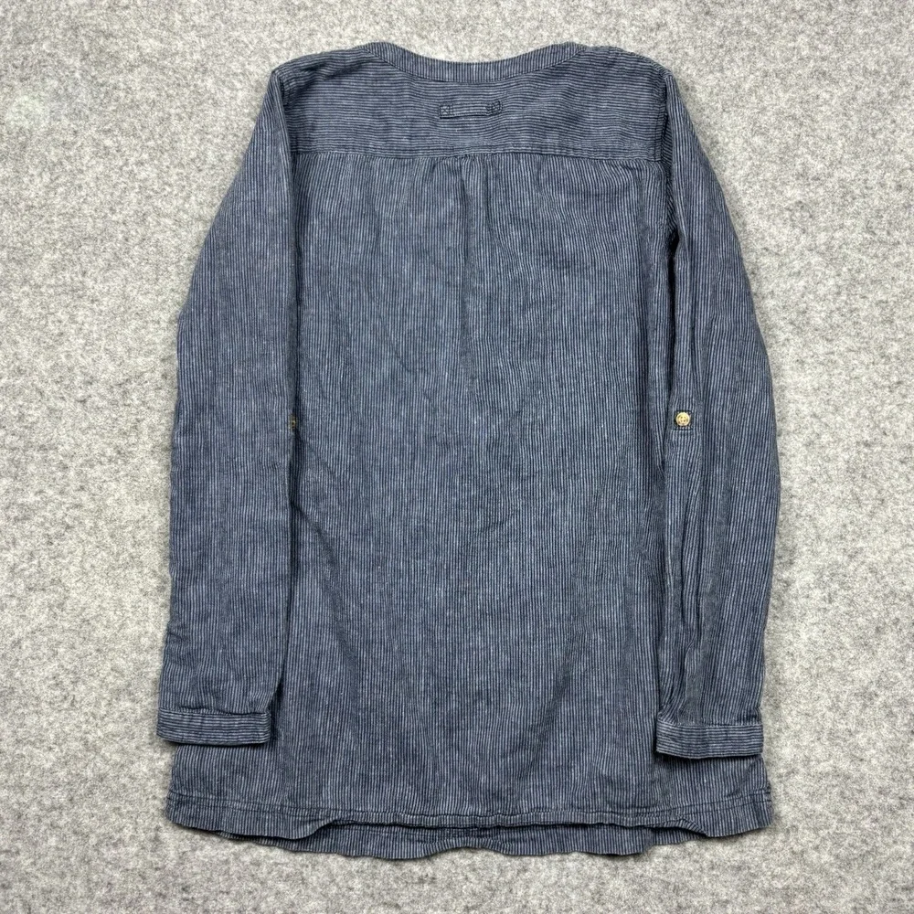 Duluth Trading Co Womens Small Blue Striped Tunic Blouse Top Shirt - Picture 6 of 7